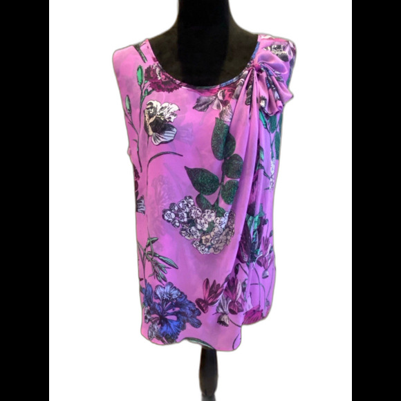 New York and Company Blouse  Plus Size XL Top Sleeveless  Purple Chic Flowy - Picture 1 of 9